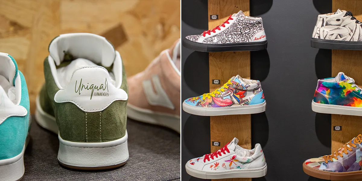 Le nouveau modèle "Etienne" de la marque Uniqua et des baskets réalisées avec des artistes de Limoges